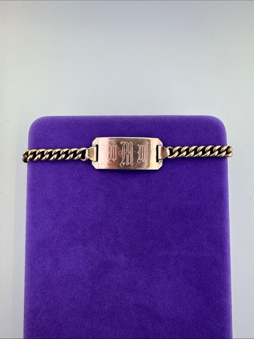 💛 Vintage 10k Gold Filled Curbed Engraved Monogram ID Bracelet | Unique Layering